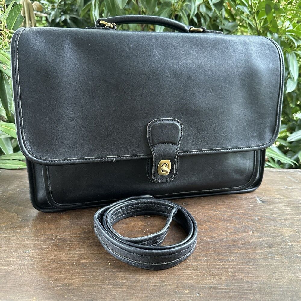 Vintage Coach Black Leather Metropolitan 5180 Briefcase Devil Wears Prada 2000